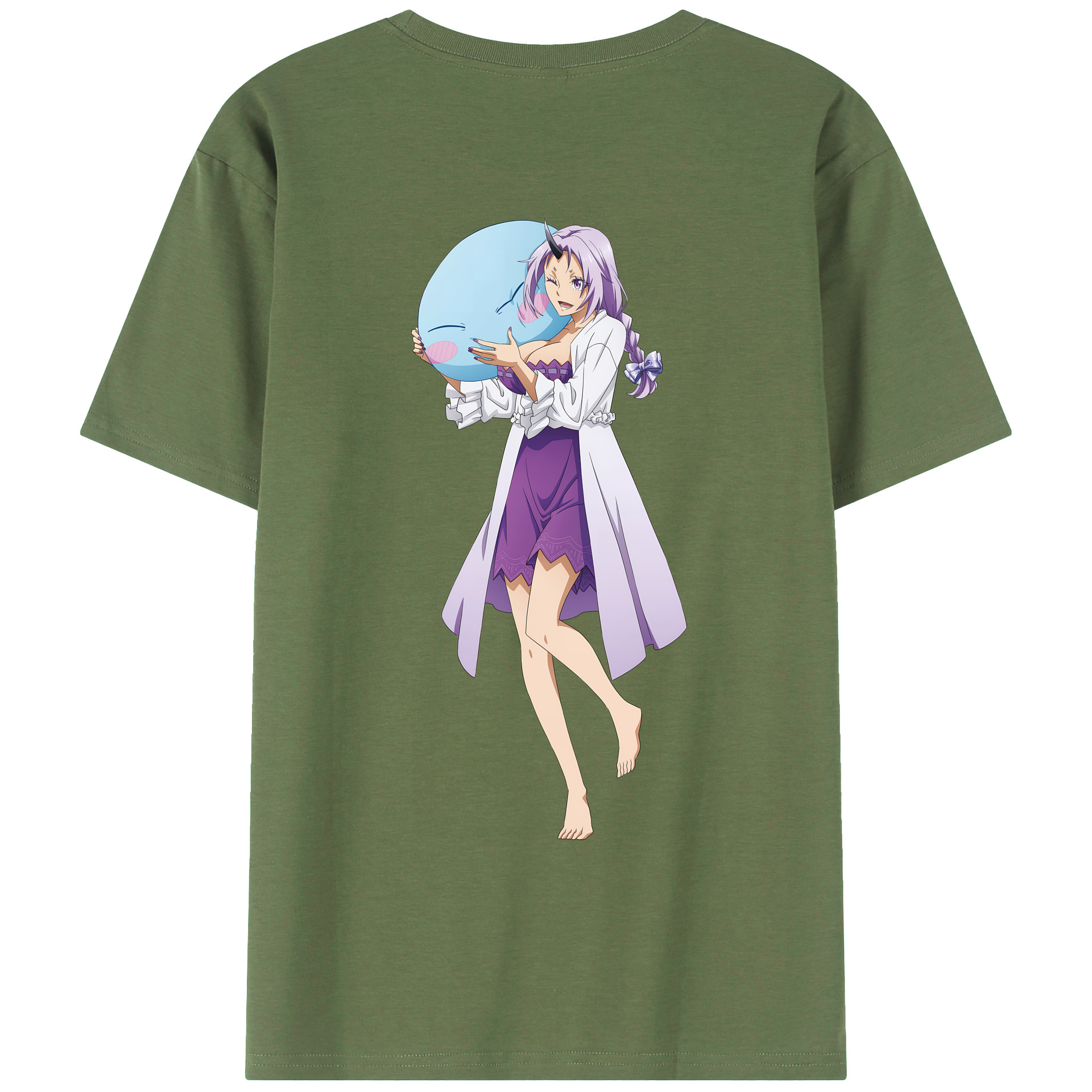 （画像用） 転スラ Regarding Reincarnated to Slime 綿100％ メンズ半袖Tシャツ（バックプリント） 通気性